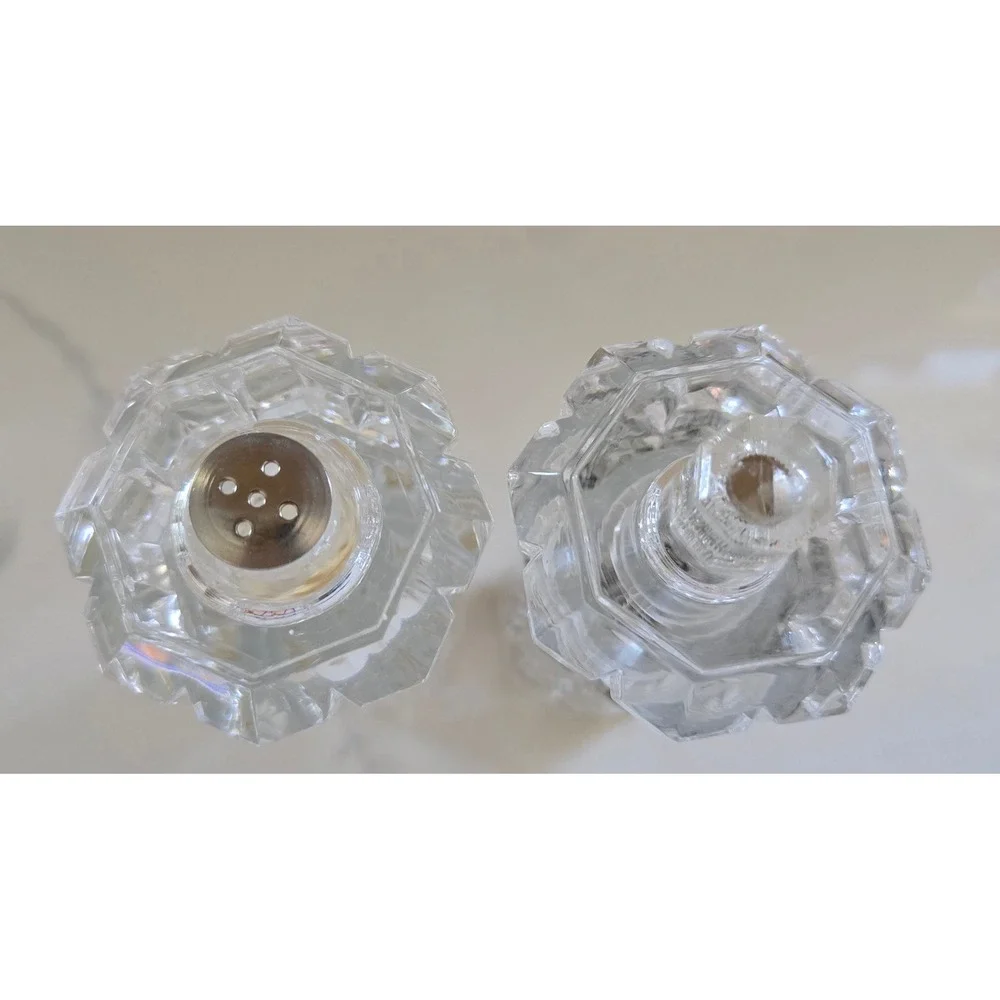 Olde Thompson Clear Faceted Acrylic Salt Shaker and Pepper Mill Set Made in USA
